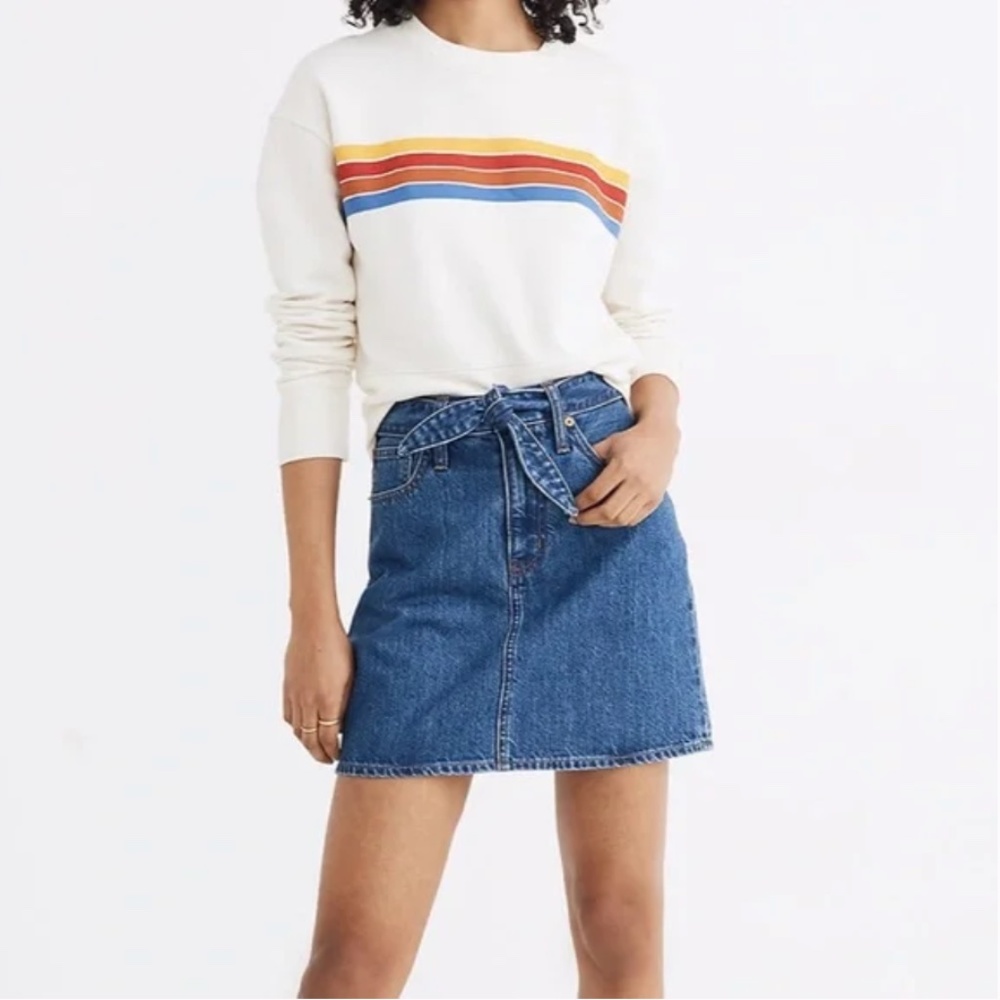 Madewell Rigid Denim Straight Mini Skirt in Haydel Wash: Tie-Waist Edition